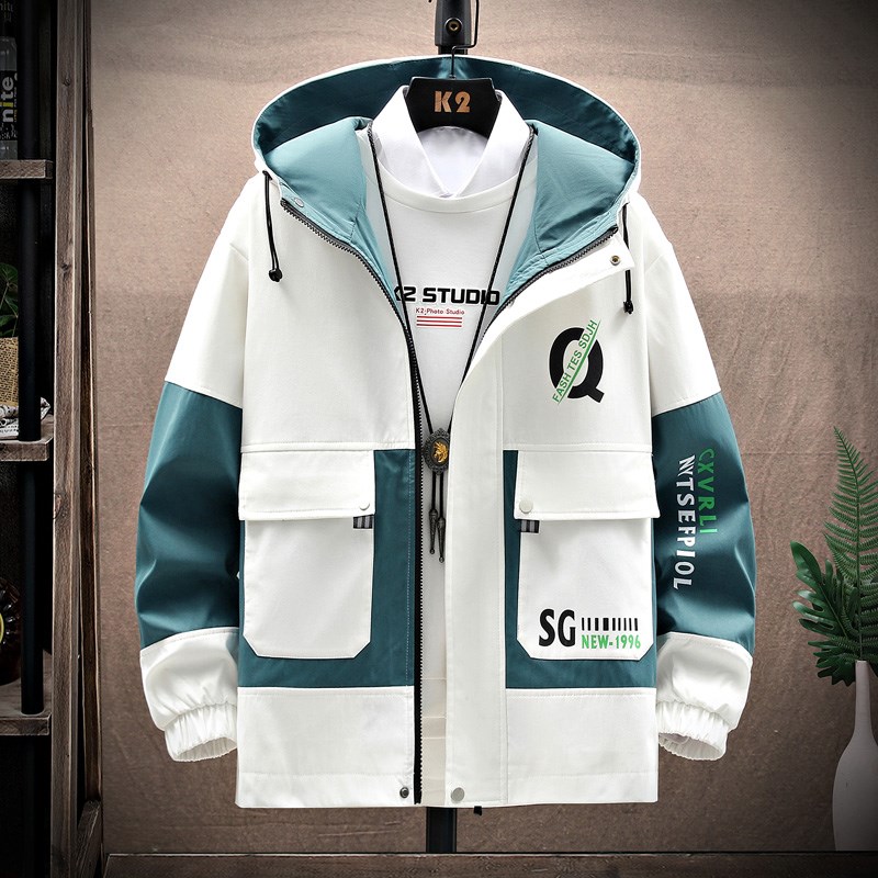 Men's Windbreaker Jackets Youth Korea Fashion Print Casual C