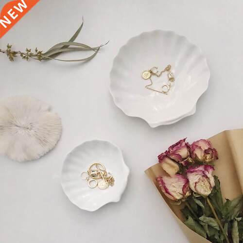 Ceramic Shell Plate Storage Trays Creative Pure White Breakf