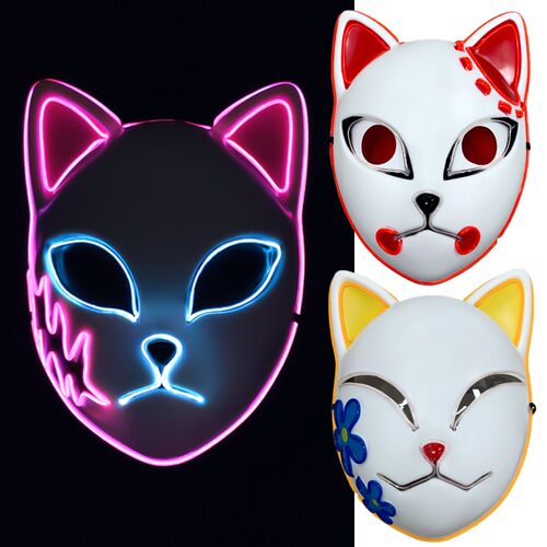 Anime Demon Slayer LED Mask Cosplay Sabito Kamado Makomo Cut