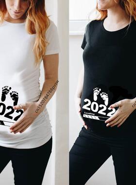 Baby Loading 2022 Women Printed Pregnant T Shirt Girl Matern