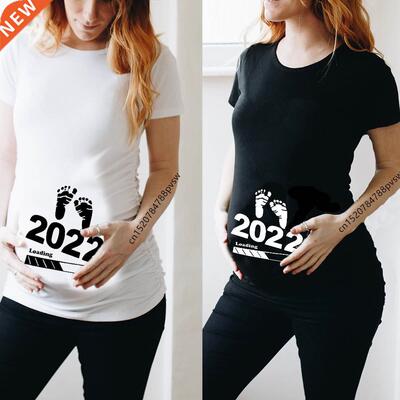 Baby Loading 2022 Women Printed Pregnant T Shirt Girl Matern