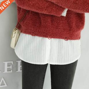 2021 Women Layering Fake Top Lower Sweep Skirt Extender Whit