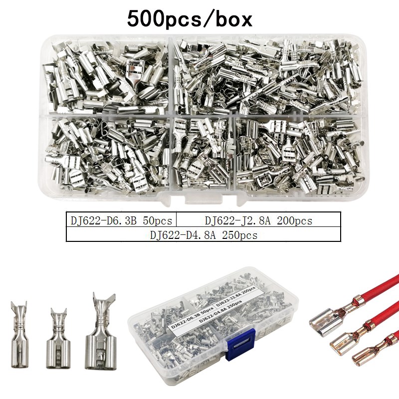 500pcs/box DJ622-J2.8A/D4.8A/D6.3B insert spring single crim
