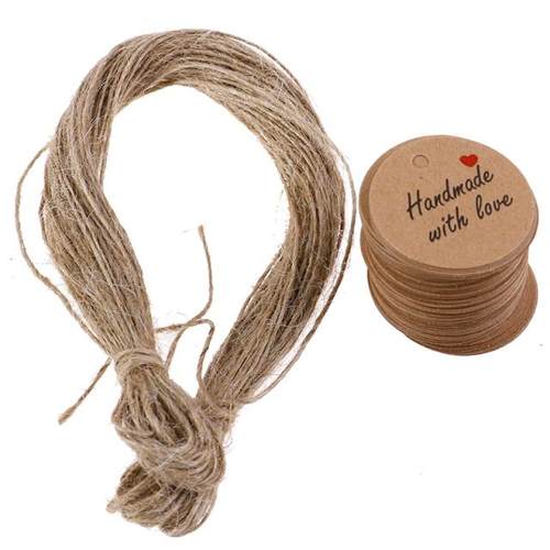 100 Pieces Handmade With Love Labels Hang Tags Blank Kraft P