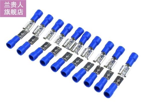 100Pcs Blue Semi Insulated Spade Electrical Crimp Connectors