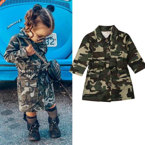 1-6Y Toddlers Girls Jacket Long Sleeve Lapel nch Casual Camo