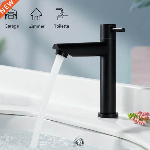 Bathroom Basin Faucet Stainless Steel Matte Black Single Co