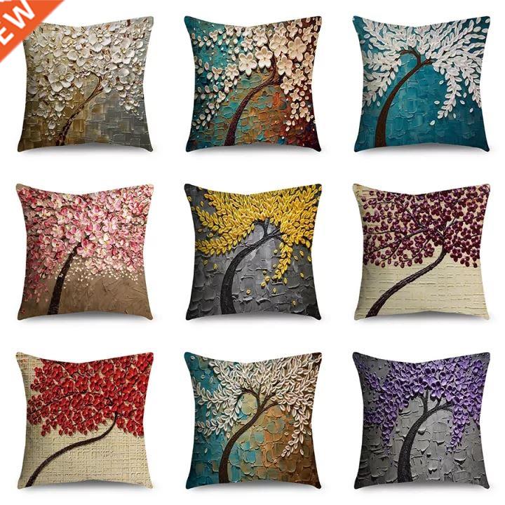 45CM Linen Oil Painting Black Large e and Flower Birds Sofa