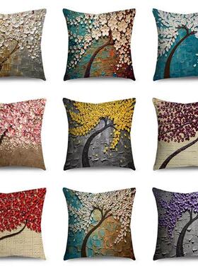 45CM Linen Oil Painting Black Large e and Flower Birds Sofa