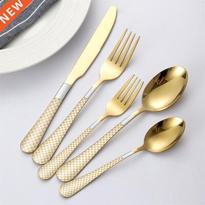 20pcs Upscale Gold Dinnerware Set Stainless Steel Tableware