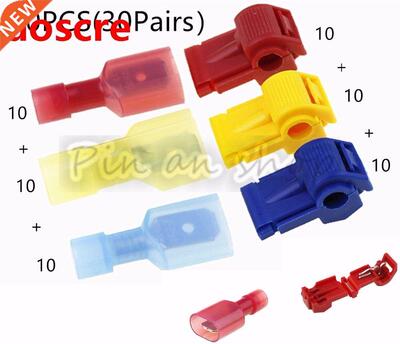 60 Pcs/30 Pairs Self-Stripping Electrical T-Tap Wire Spade C