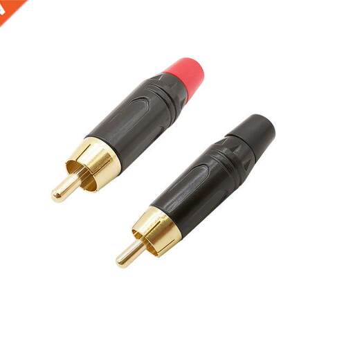 2Pcs Gold Plating RCA Male Connector Audio Speaker Plug Adap