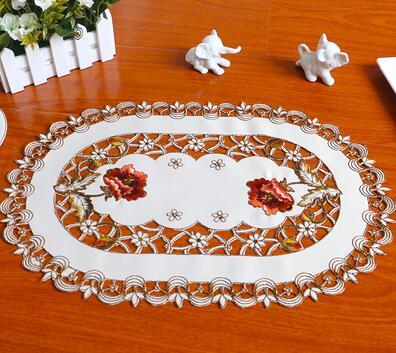 HOT oval lace embroidery table place mat pad cloth cup dish