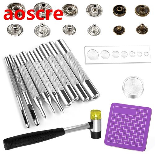 40 Set Leather Snap Fasteners Kit Metal Press Studs Sewing