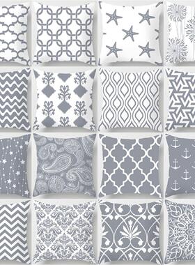 ZENGIA Gray Cushion Cover Geometric Pillow Cover 45x45cm Dec