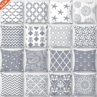 ZENGIA Gray Cushion Cover Geometric Pillow Cover 45x45cm Dec