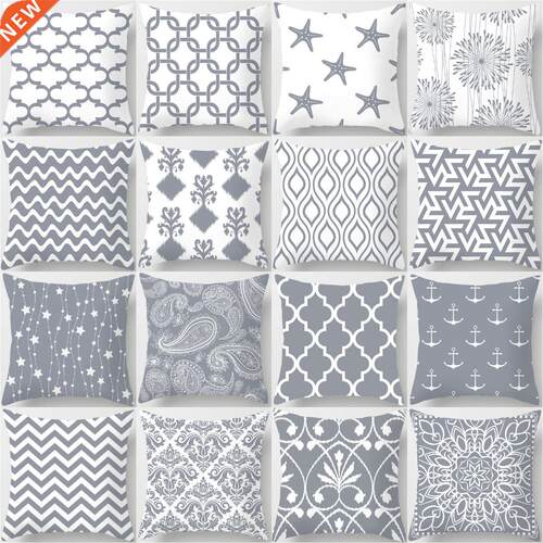 ZENGIA Gray Cushion Cover Geometric Pillow Cover 45x45cm Dec