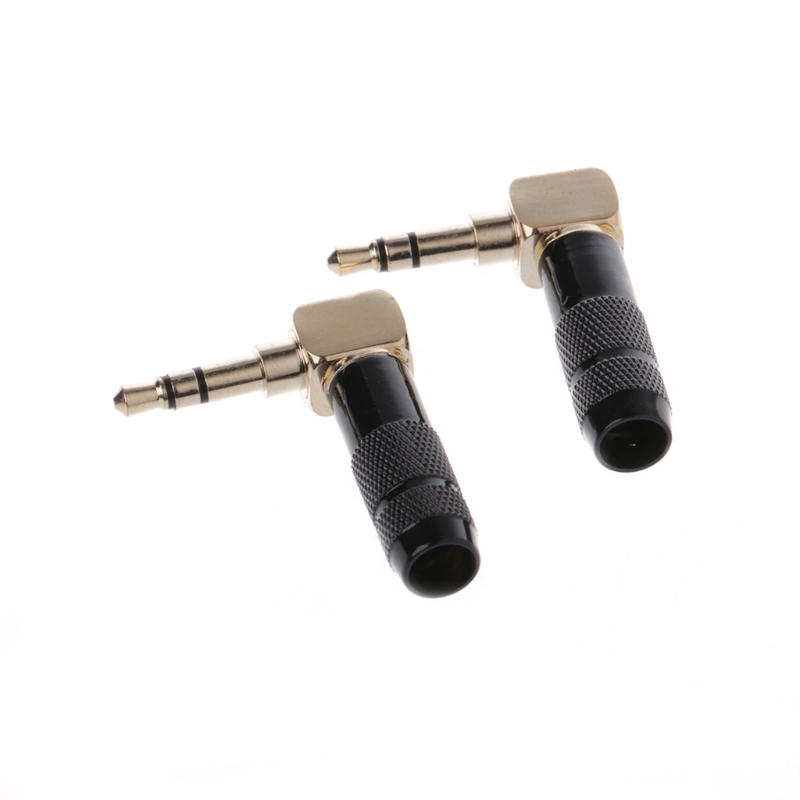 2 Pcs 90 Degree Jack 3.5mm Headphone Plug Right Angle 3 Pole