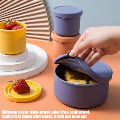 Silicone Bento Boxes Cylinder Lunch Container with Lids Leak