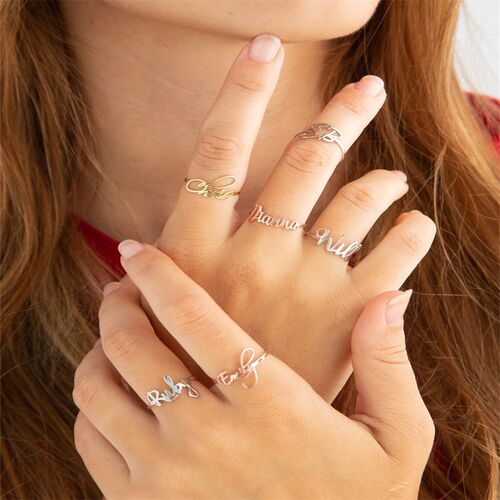 Tangula Personalized Custom Name Ring Opening Adjustable Sta