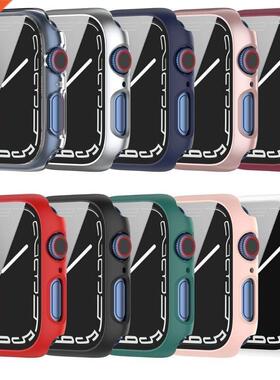 PC+Glass full Cover For -Apple Watch 7 case 45mm 41mm for