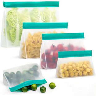 PEVA Food Storage Bag Upgrade Leakproof Top Stand Up Reusabl