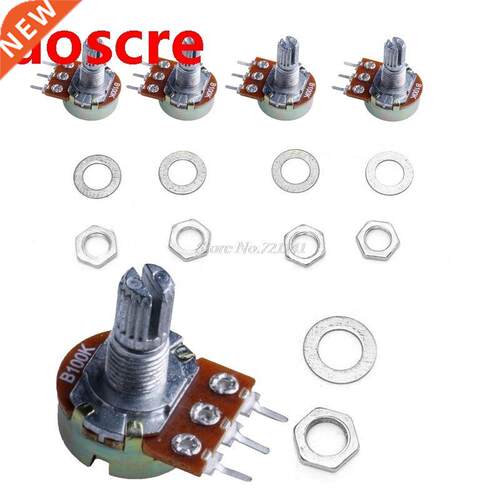 5Pcs 100K ohm Linear Taper Rotary Potentiometer Panel Pot B1