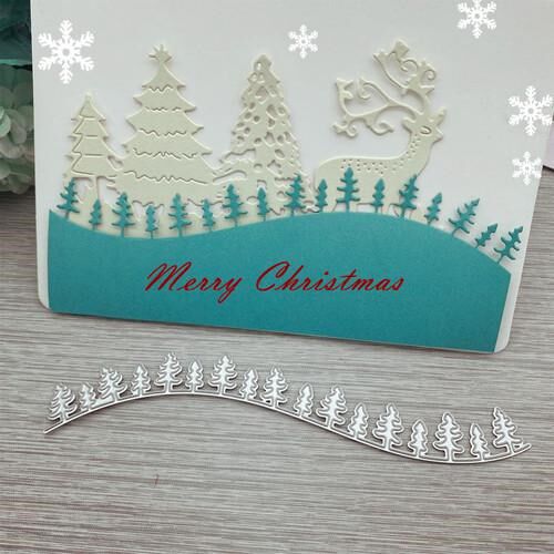 2020  Row of small trees cutting die for Christmas Greeting