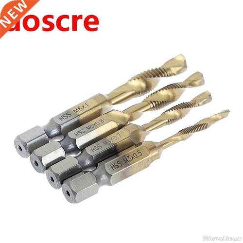 4 Pcs/Set HSS4241 Titanium Coated Bits Drill Hex Shank Spira