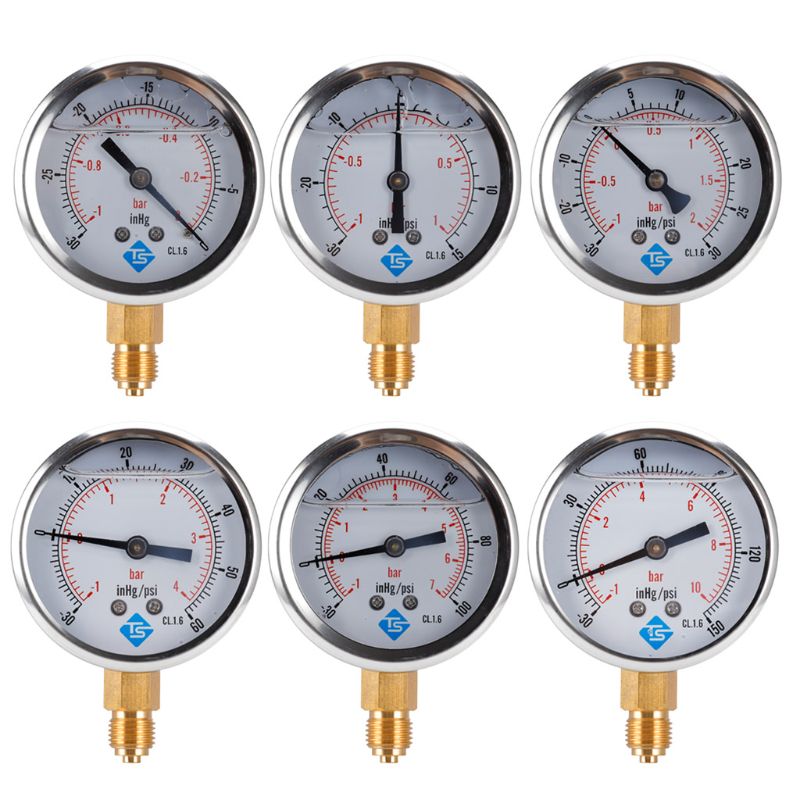 1/4 BSP Bottom Compound Pressure Vacuum Gauge Glycerine Fill