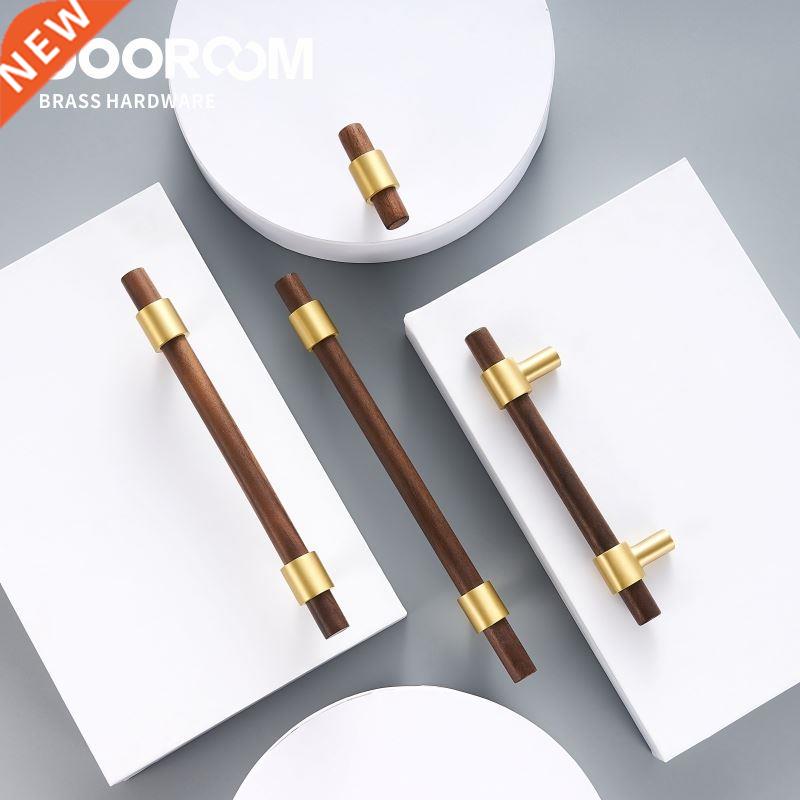 Brass Black Walnut Furniture Handles Original Mon Nordic