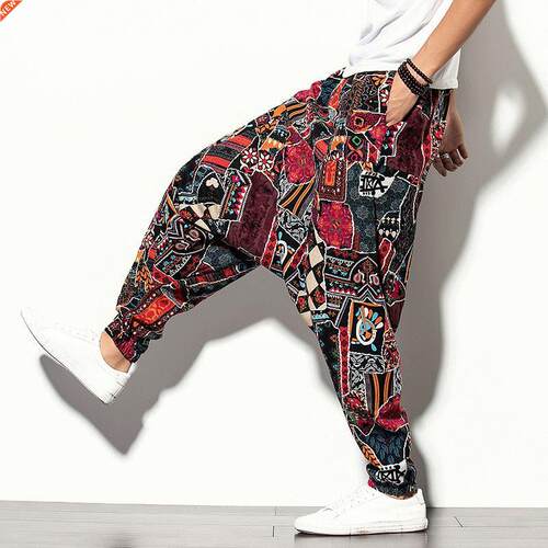 Vintage Boho 2021 Autumn Winter Men Wide Leg Casual Trousers