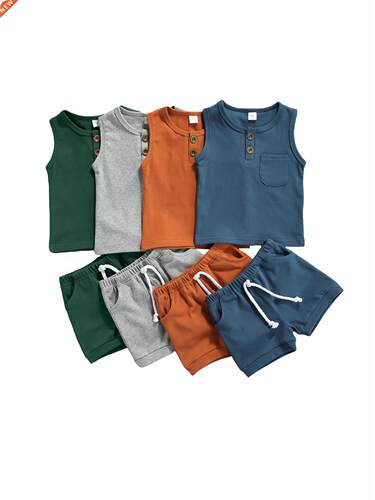Citgeett Summer Solid Newborn Baby Girls Boys Outfits Round