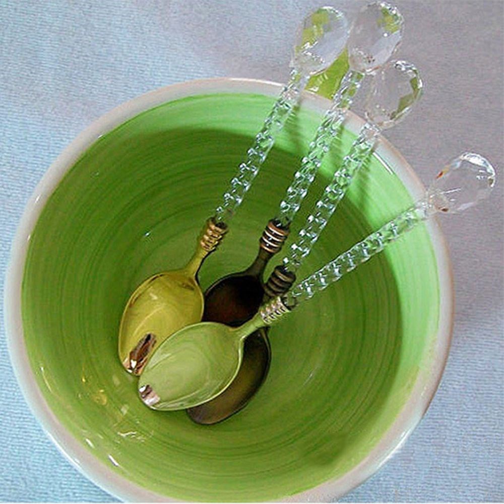 1pcs Crystal Handle Tea Coffee Spoon Ice Cream Spoon Dessert