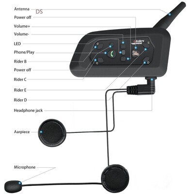 Vnetphone 2PCS 1200M Motorcycle Bluetooth Helmet Intercom f