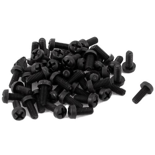 50pcs M2.5 x 6mm Nylon Phillips Cross Pan Head Machine Screw