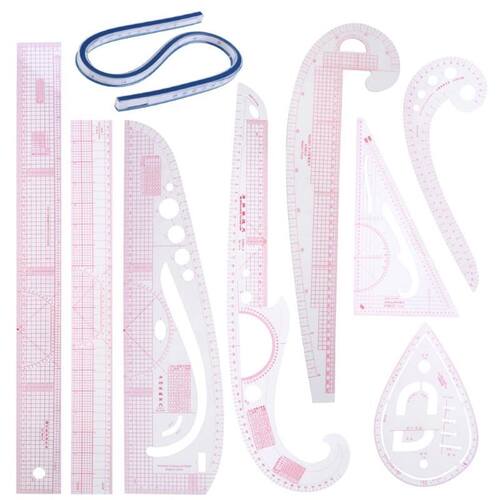 9PCS Cutting Ruler  Clothing Sample Gring Sewing Tailor