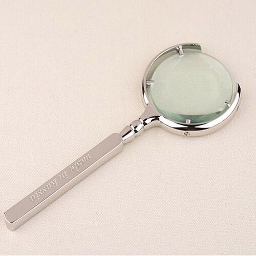 NEW Silver Large Diameter Hand Held Reading Magnifier 10X Ma
