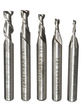 5pcs/Set 2 Flute 2/3/4/5/6mm 6mm Shank Milling Cutter HSS En