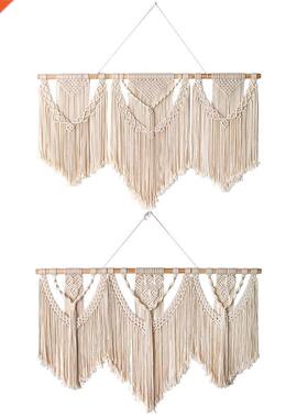 Large Macrame Wall Hanging Tapestry Wooden Stick Hand-Woven