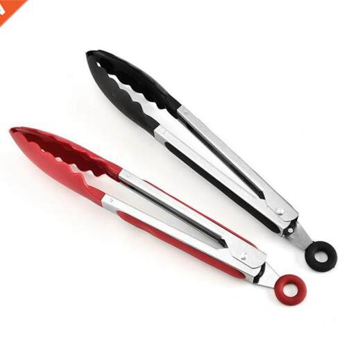 12inch Stainless steel Nylon Kitchen Tongs BBQ Clip Salad Br
