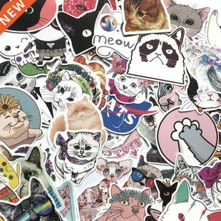 50pcs Cute Cat Style Cartoon Kitten Stickers For Computer P