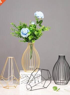 Nordic Simple Golden Glass Vase Hydroponic Plant Flower Vase