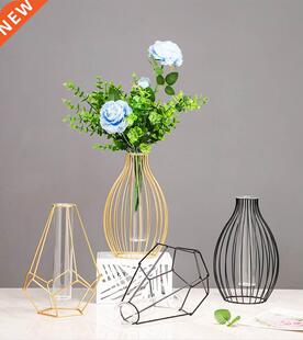 Nordic Simple Golden Glass Vase Hydroponic Plant Flower Vase
