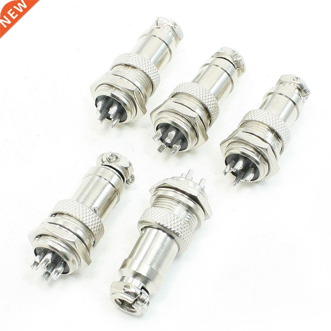 5 x Panel Mounting 16mm Dia Screw 4Pin Aviation Connectors P