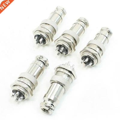 5 x Panel Mounting 16mm Dia Screw 4Pin Aviation Connectors P
