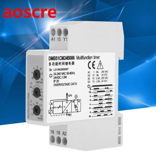 Time Relay Switch DC 24V AC 24-240V Multi-voltage Time Relay