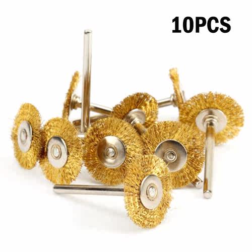 10Pcs Brass Wire Brush Round Paint Rust Remover Brushes Met