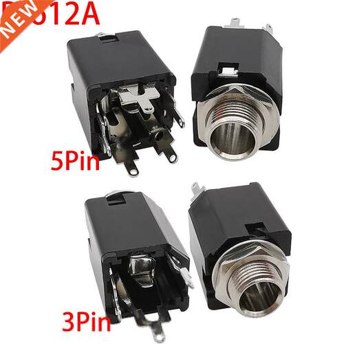 2Pcs 6.35mm 1/4 inch Audio Plug Socket 3 Pin/5 Pin Headphone