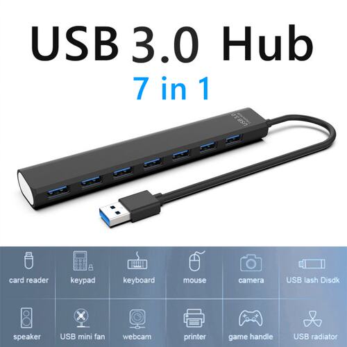 USB 2.0/3.0 HUB Dock Adapter Multi USB Splitter 5Gbps 7 Port